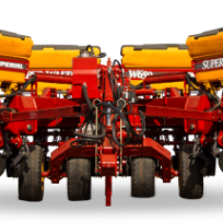 Sembradora de grano fino W650 Imperial Super Walter – dos unidades con tolvas amarillas y bastidor rojo, siembra directa