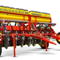 Sembradora de grano fino W630 3 Puntos Super Walter – enganche tres puntos con tolvas amarillas y discos de siembra