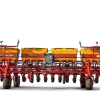 Sembradora de grano fino W650 Super Walter – vista frontal con tolvas amarillas y múltiples cuerpos de siembra en bastidor rojo