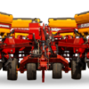Sembradora de grano fino W650 Imperial Super Walter – dos unidades con tolvas amarillas y bastidor rojo, siembra directa